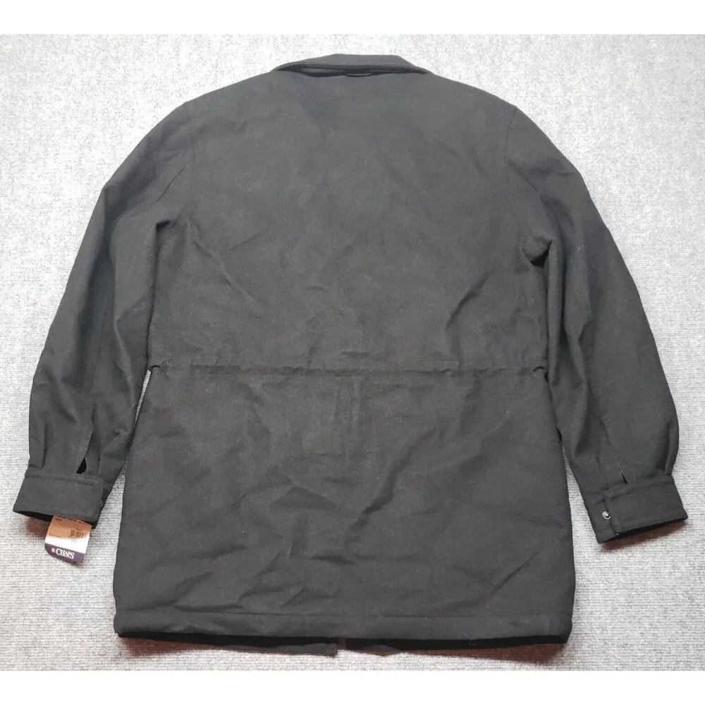 Chaps Jacket Coat Mens 44 Reg Black Waist Length 4 Pocket Full Zip Lined New